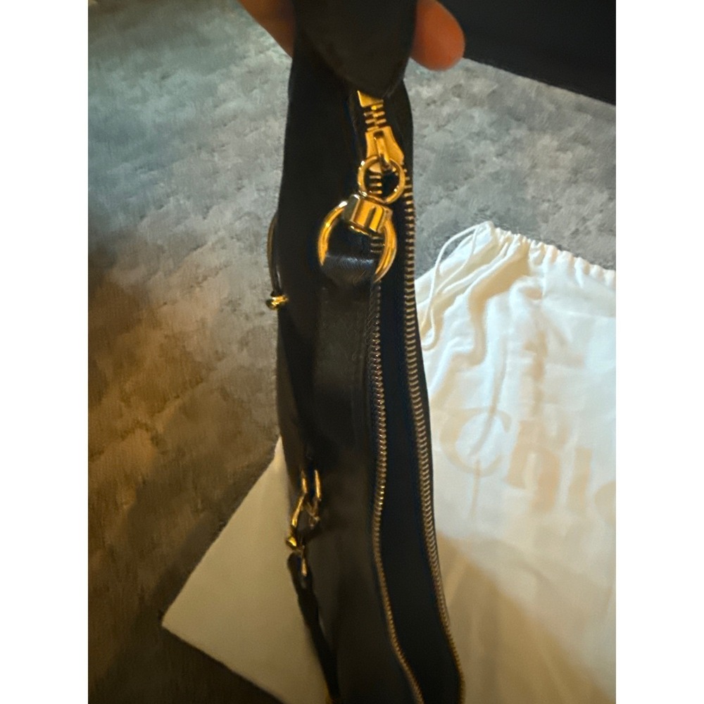 Chloé Black Leather Triangular Crossbody Bag with Gold Hardware (Rare) - Picture 10 of 15